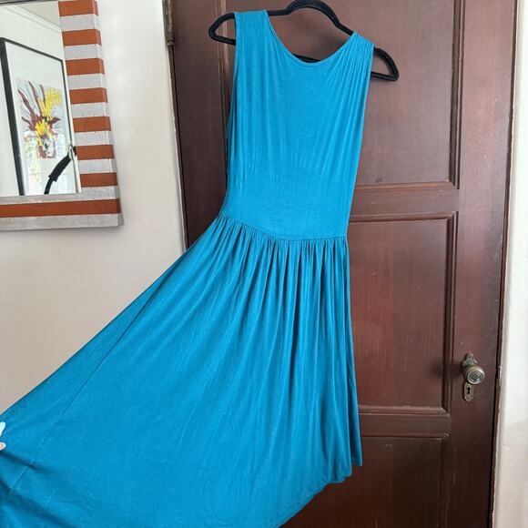 GIRLS FROM SAVOY Anthropologie Elementary Teal Blue Surplice Bodice Dress Medium - Picture 6 of 6